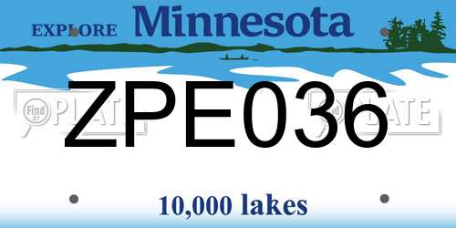 ZPE036 Minnesota License Plate