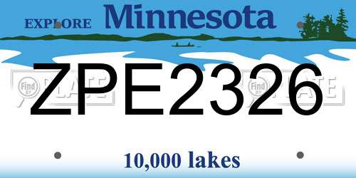 ZPE2326 Minnesota License Plate