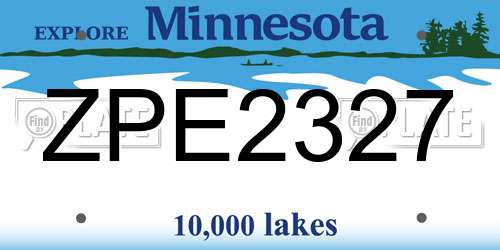 ZPE2327 Minnesota License Plate