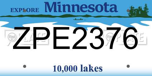 ZPE2376 Minnesota License Plate