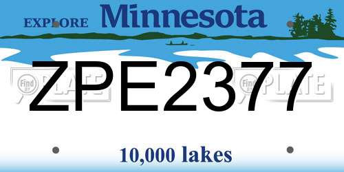 ZPE2377 Minnesota License Plate