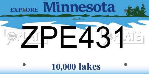 ZPE431 Minnesota License Plate