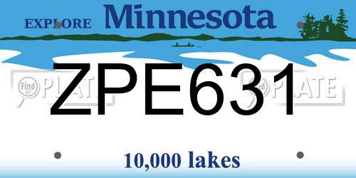 ZPE631 Minnesota License Plate