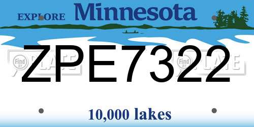 ZPE7322 Minnesota License Plate