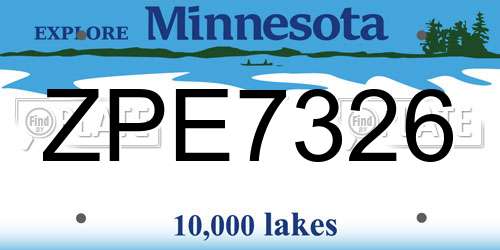 ZPE7326 Minnesota License Plate