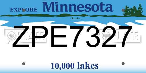ZPE7327 Minnesota License Plate