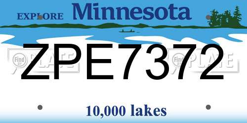 ZPE7372 Minnesota License Plate