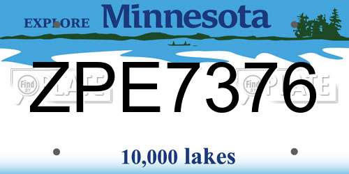 ZPE7376 Minnesota License Plate