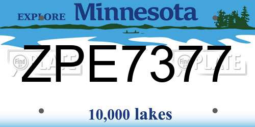 ZPE7377 Minnesota License Plate