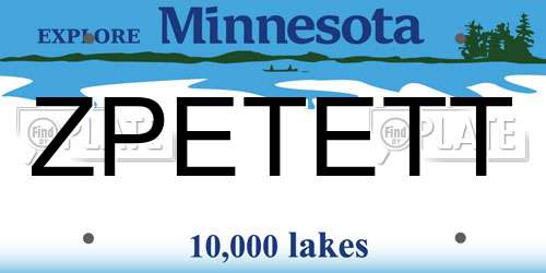 ZPETETT Minnesota License Plate