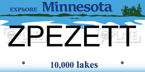 ZPEZETT Minnesota License Plate