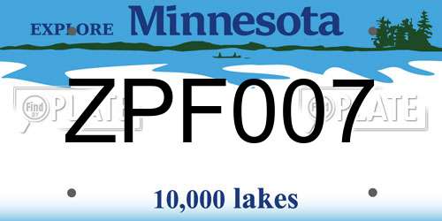 ZPF007 Minnesota License Plate