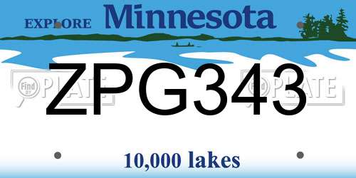 ZPG343 Minnesota License Plate