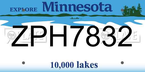 ZPH7832 Minnesota License Plate