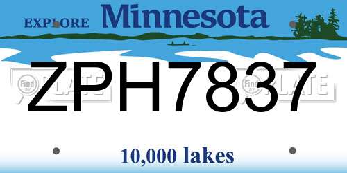 ZPH7837 Minnesota License Plate