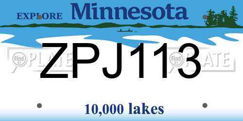 ZPJ113 Minnesota License Plate