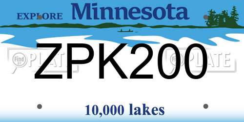 ZPK200 Minnesota License Plate