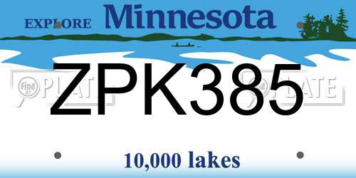 ZPK385 Minnesota License Plate