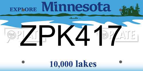 ZPK417 Minnesota License Plate
