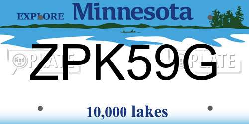ZPK59G Minnesota License Plate