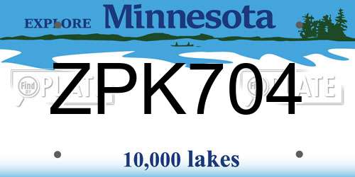 ZPK704 Minnesota License Plate