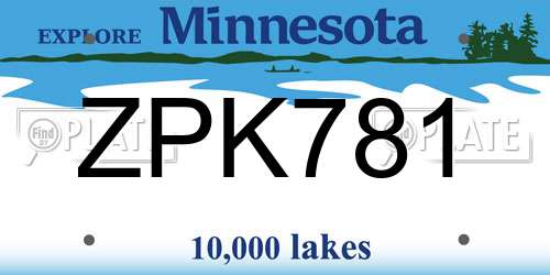 ZPK781 Minnesota License Plate