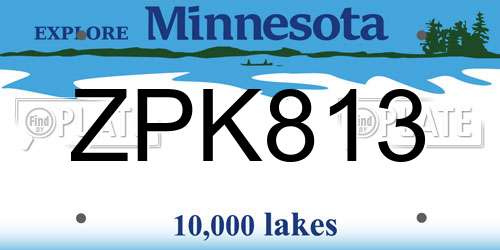 ZPK813 Minnesota License Plate