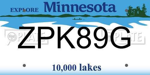 ZPK89G Minnesota License Plate
