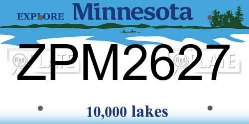 ZPM2627 Minnesota License Plate