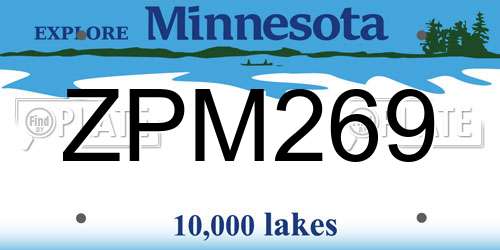 ZPM269 Minnesota License Plate