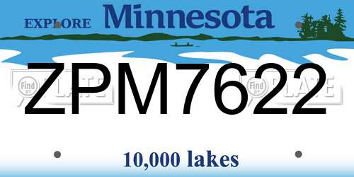 ZPM7622 Minnesota License Plate