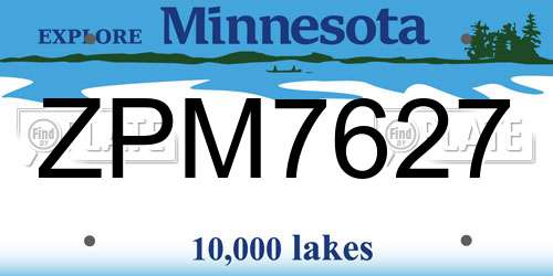 ZPM7627 Minnesota License Plate