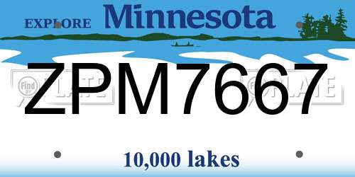 ZPM7667 Minnesota License Plate