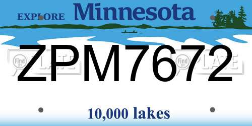 ZPM7672 Minnesota License Plate