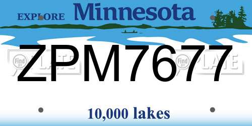 ZPM7677 Minnesota License Plate