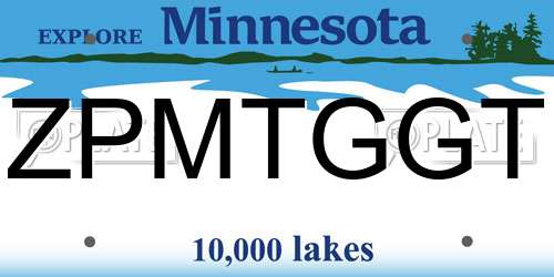ZPMTGGT Minnesota License Plate