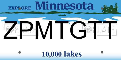 ZPMTGTT Minnesota License Plate