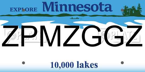 ZPMZGGZ Minnesota License Plate