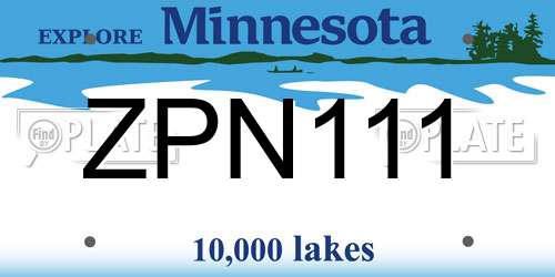 ZPN111 Minnesota License Plate