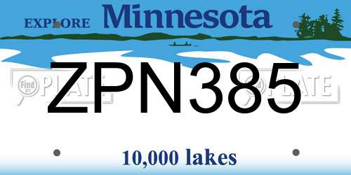 ZPN385 Minnesota License Plate