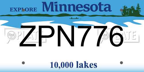 ZPN776 Minnesota License Plate