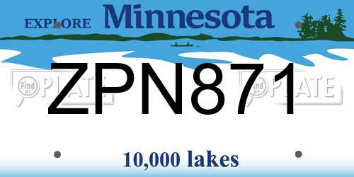 ZPN871 Minnesota License Plate