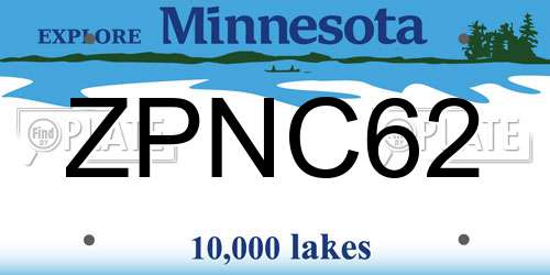 ZPNC62 Minnesota License Plate