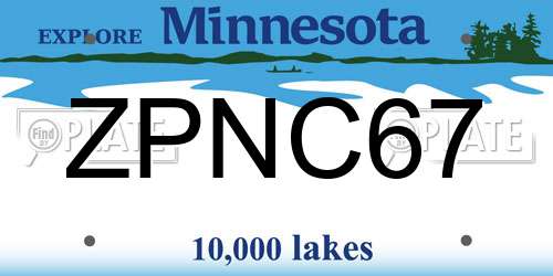 ZPNC67 Minnesota License Plate