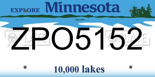 ZPO5152 Minnesota License Plate
