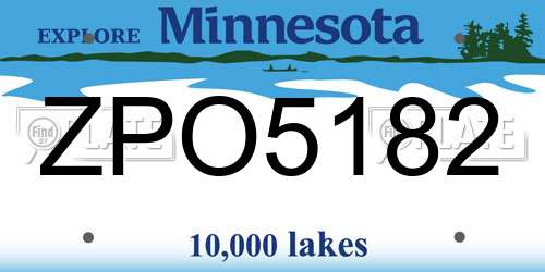 ZPO5182 Minnesota License Plate