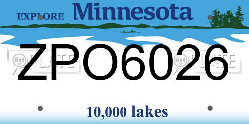 ZPO6026 Minnesota License Plate