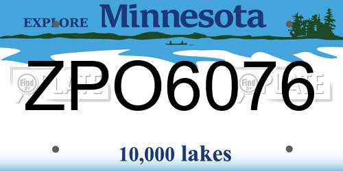 ZPO6076 Minnesota License Plate
