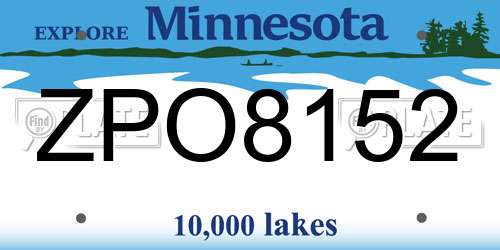 ZPO8152 Minnesota License Plate