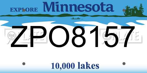 ZPO8157 Minnesota License Plate